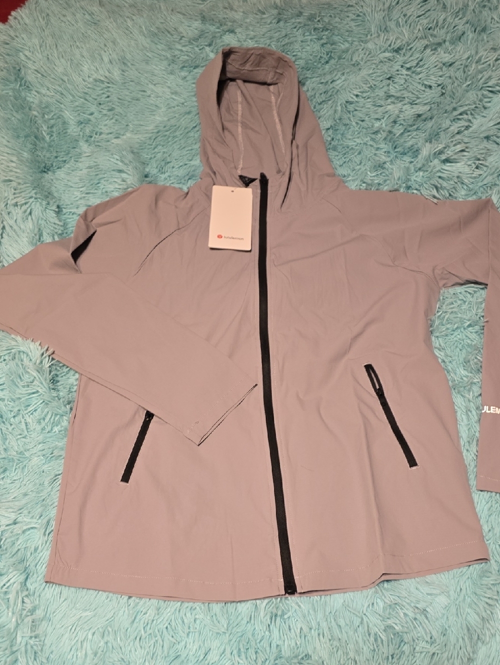 lululemon athletica Light Gray Hooded Utility Jacket with Black Zippers